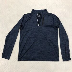 LIBERTY PRO Men's Heather‎ Blue Black 1/4 Zip Long Sleeve Stretch Shirt M